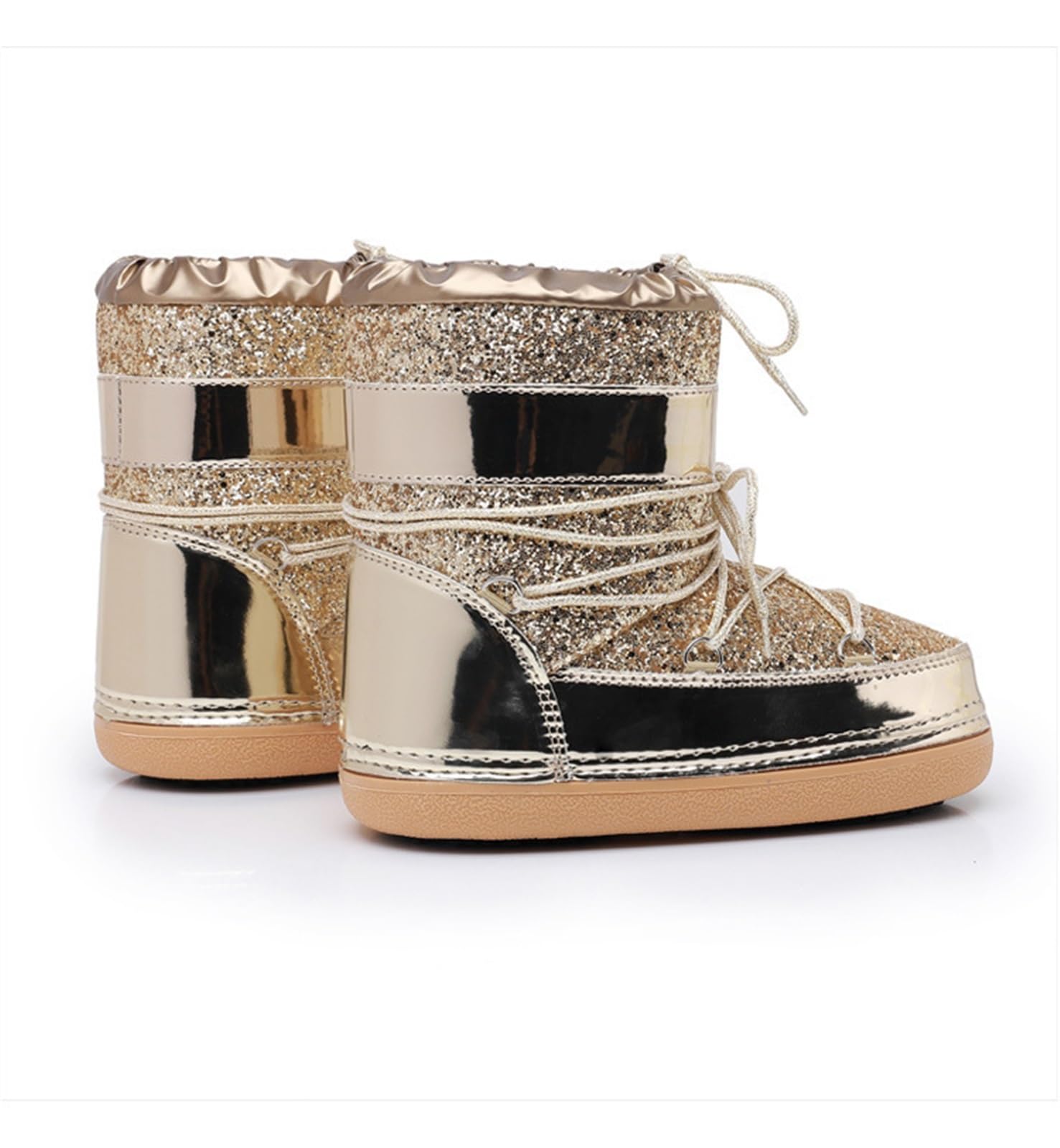 Damen Moon Boots Winter Wasserdichte Rutschfeste Schneestiefel Mit Abnehmbarer Innensole Glitzer Obermaterial Plateau Sohle