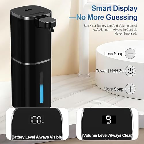Miniatura 4 de Automatic Liquid Soap Dispenser, 9 Adjustable Levels, 380ml/12.8oz, Auto Touchless Hand Soap or Dish Soap Dispenser,USB Rechargeable Dispenser,Wall