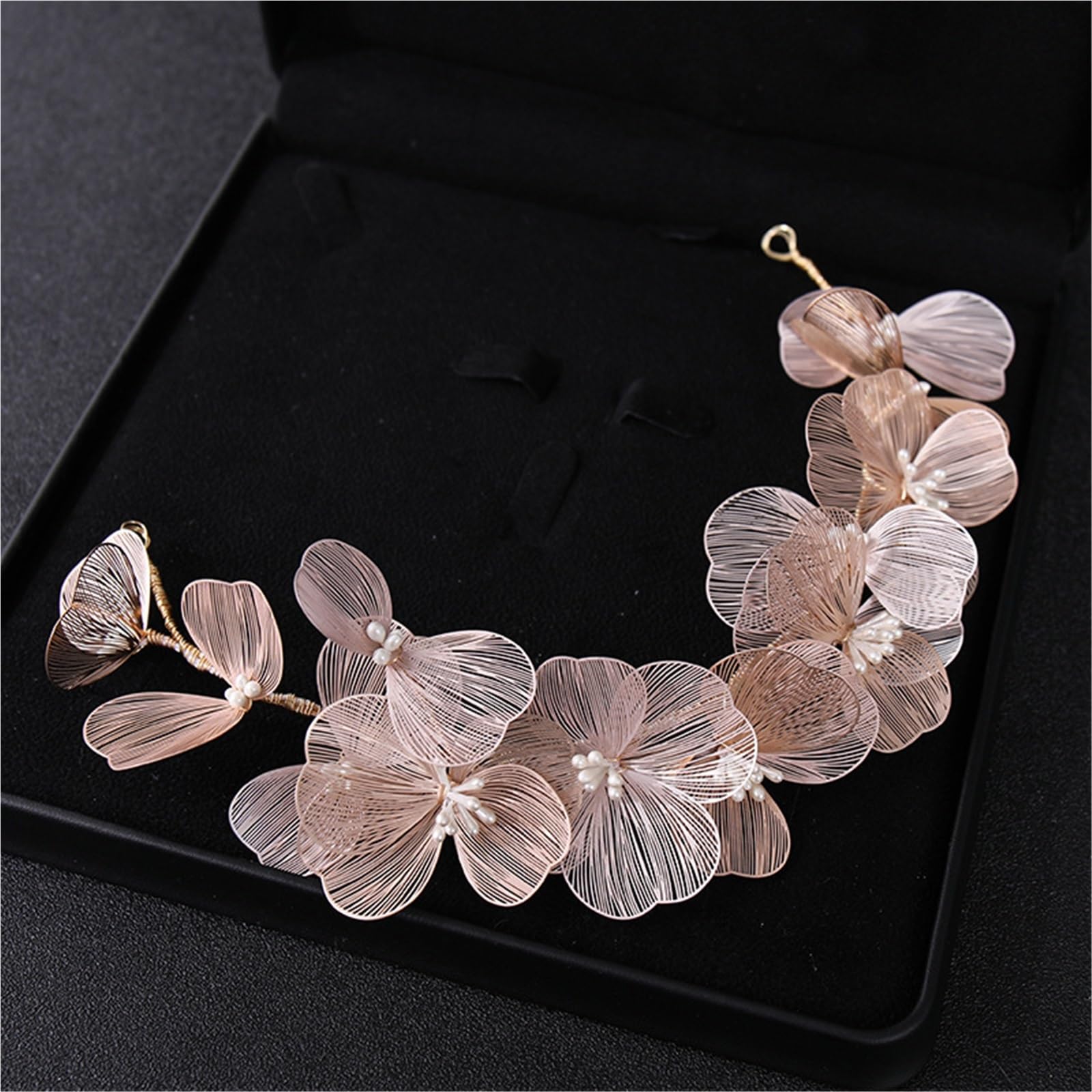 Fascia for Capelli da Sposa con Foglie e Perle for Capelli da Sposa for Le Donne Accessori for Capelli da Sposa for Feste da Sposa per Matrimonio, Festa(Rose Gold)