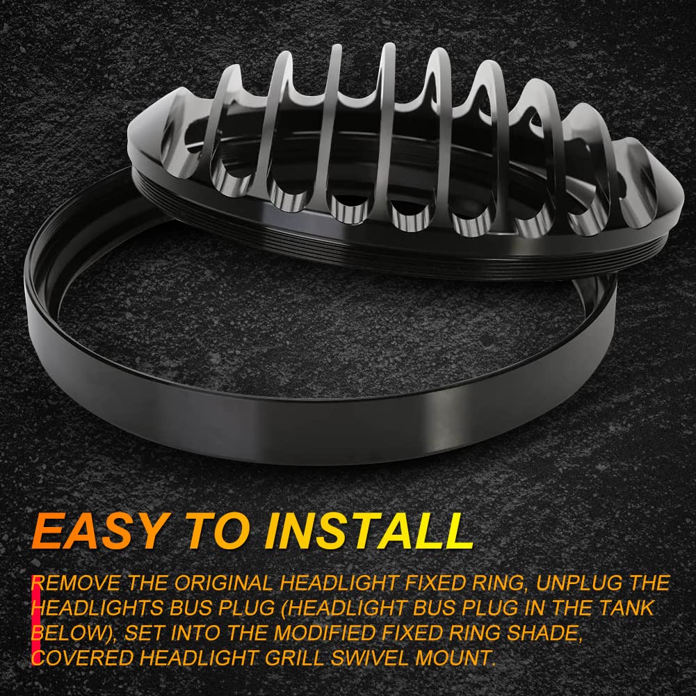 KATUR 5 3/4 "Nero Alluminio Faro Grill Copertura Per 2004-2014 Sportster XL 883 1200