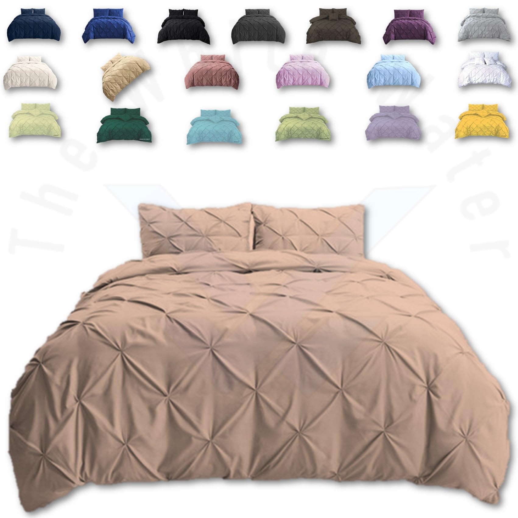 Thewhitewater Limited Latte Beige Thewhitewater Duvet Set - 2In1 Single - Bedding Set - Duvet Cover + Matching Pillowcases +- Luxury Hotel Style Polycotton Pintuck Cover (, 2In1 Pintuck - Single)