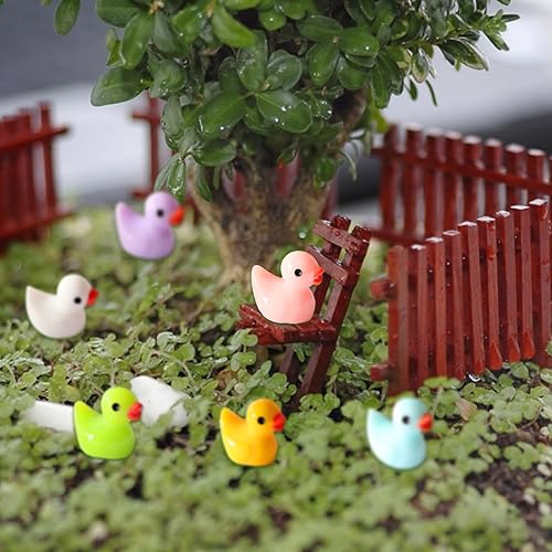 Miniatura 6 de Tiny Ducks - Juego de figuras de mini patos de resina, 100 piezas de bonitos adornos de pato pequeño, decoración de paisaje para acuario, casa de