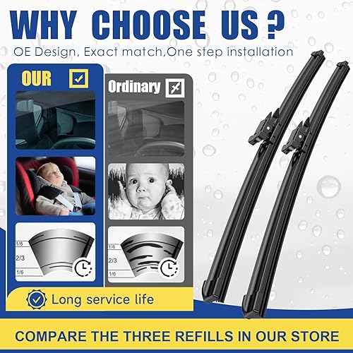 Vista 32 de Limpiaparabrisas de repuesto de pieza de fabricante para auto, reemplazo de equipo original, juego de 2 limpiaparabrisas de 26 y 20 pulgadas,