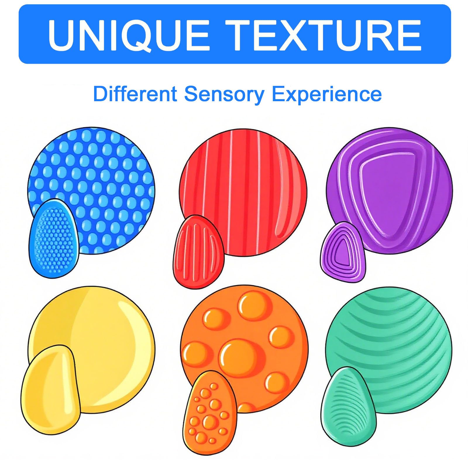 6 Piedras Sensoriales De Silicona Para Fidget – Juguetes Antiestrés De Formas Texturizadas, Silenciosos Y Portátiles Para Aliviar La Ansiedad En Niños Y Adultos