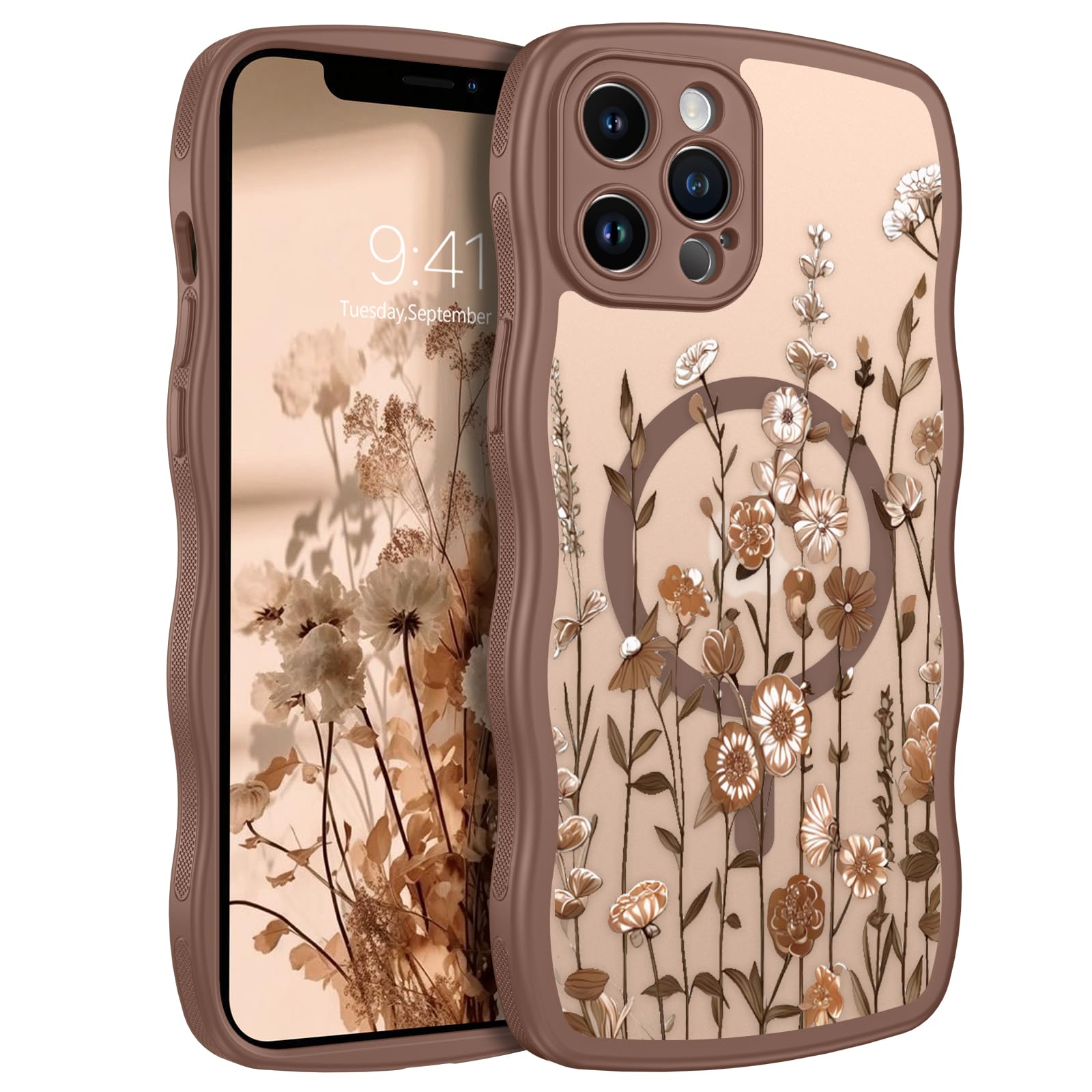 Coque iPhone 12 Pro Max fleurie avec bords ondulés GUAGUA - 8