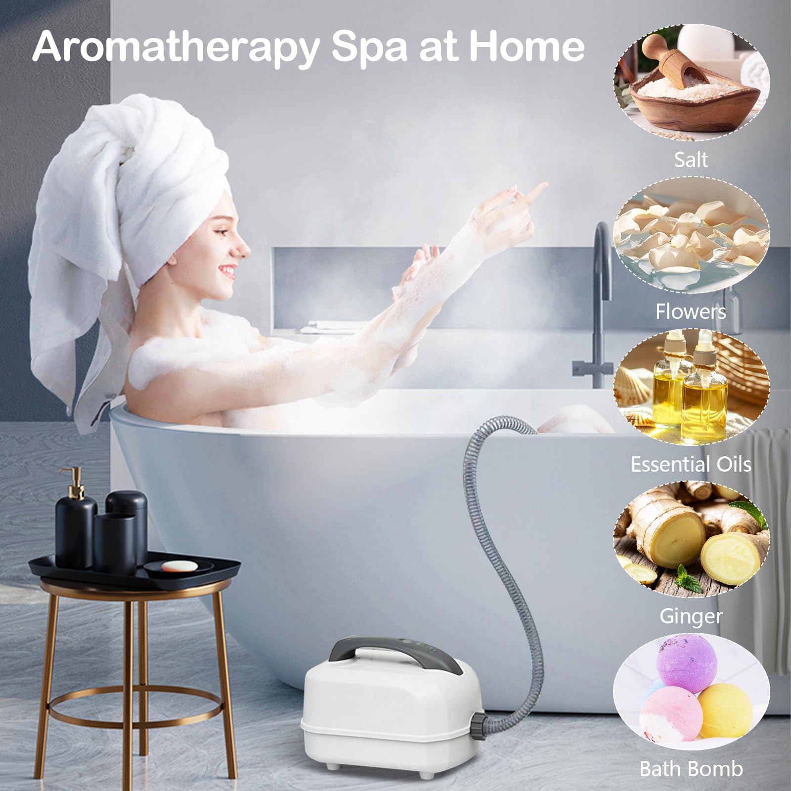 Tapis de Bain à Bulles, Tapis SPA pour Baignoire Tapis de Massage à Bulles d'Air avec éclairage LED Multicolore 6 Niveaux d'Intensité 93 Jets et Oreiller Accessoire de Bain SPA