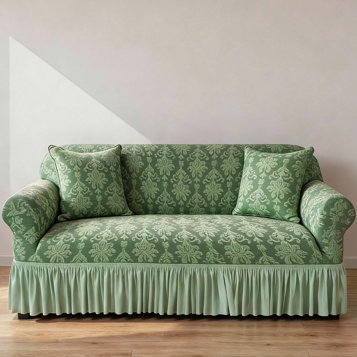 Sofa Cover with Valance,Non Slip Sofa Slipcovers,Furniture Protector Stretches,Machine Washable Cover for Sofa,Elegant Couch Cover,Sofa Slipcovers 1/2/3/4 Seater - Fully Guarant(Size:4 Seater,Color:I)