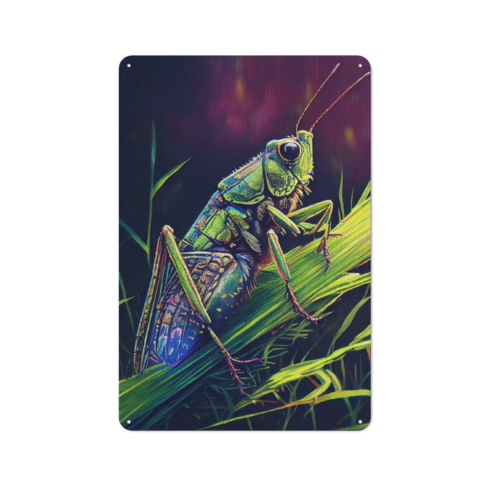 Junmoney The Jumping Grasshopper Creative Metal Wall Decor 30X20cm, Metal Desk Wall Sign For Hobby Room, Office, Lounge Or Living Room