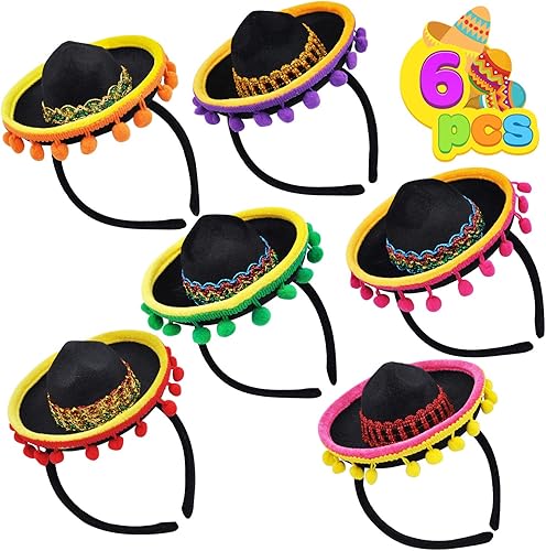 Miniatura 9 de JOYIN 6 piezas Cinco De Mayo Fiesta de tela y paja sombrero diademas traje de fiesta para diversión fiesta sombrero suministros de fiesta