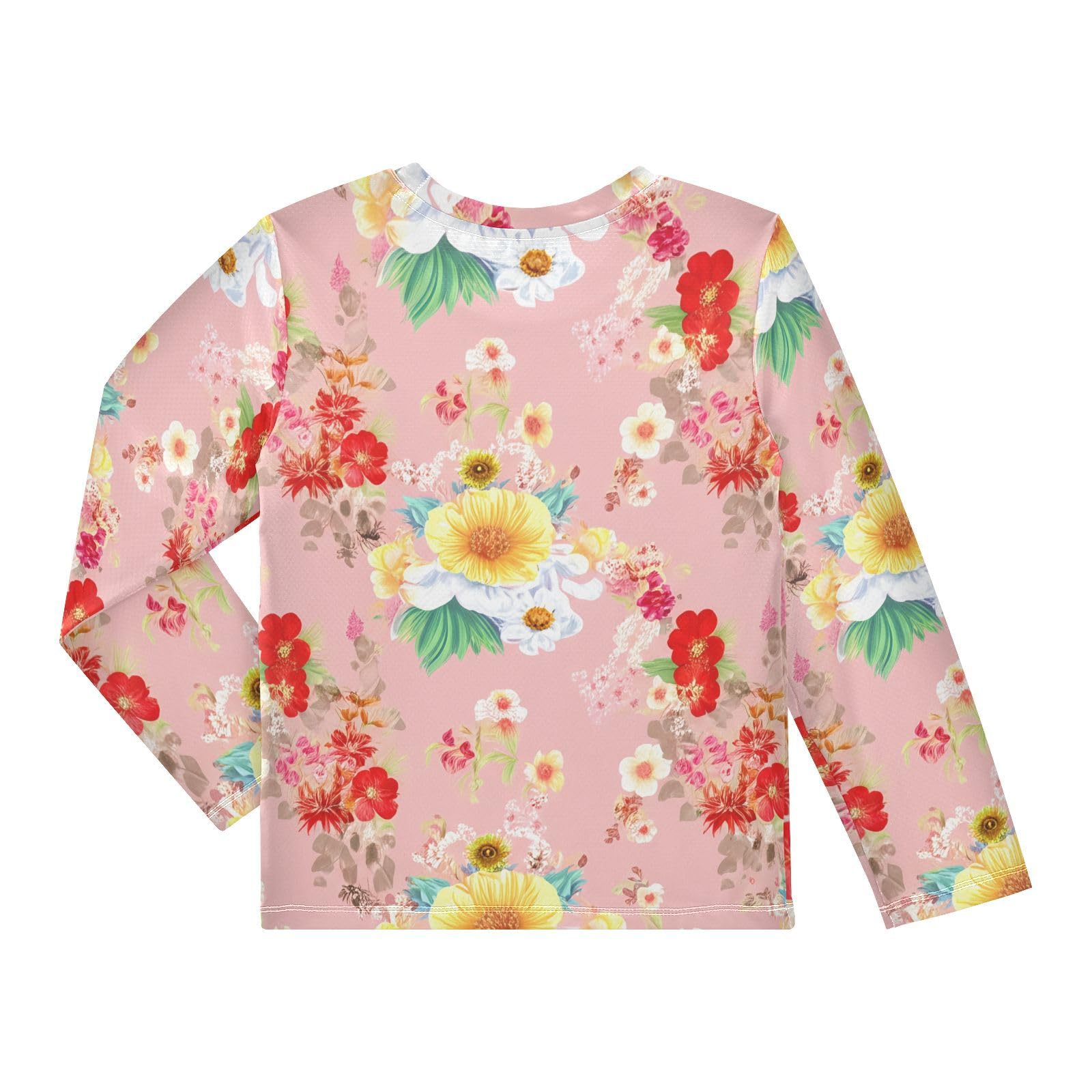 Floral Bouquet Blossom Pink Boy's Rash Guard Swim Shirt Long Sleeve Sun Shirt for Toddler Kid UPF50+ 3T