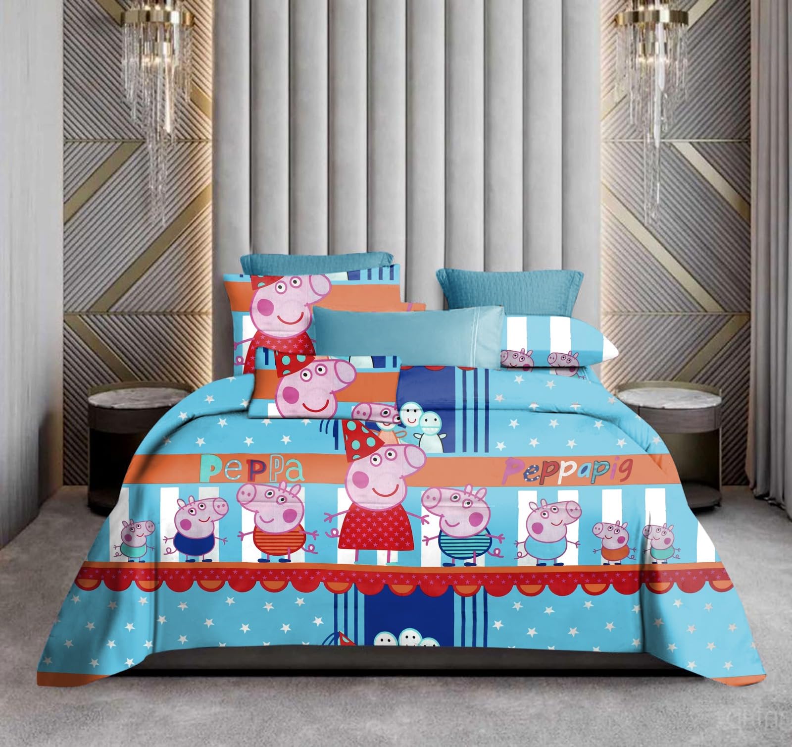 SAI-Enterprises 100% Pure Cotton Cartoon Design for Kids Room Double Bedsheet 90x100 Inches with 2 Pillow Covers (Peppa Pig) (B0CP69VSYQ) Amazon Price History, Amazon Price Tracker