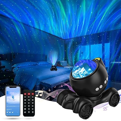 ENOKIK Northern Light Projector, Aurora Star Projector Built-in Bluetooth Speaker, White Noise Machine for Kids Adults, Galaxy Light for Bedroom/Ceiling/Party/Gift (Black) - Northern Light Projector