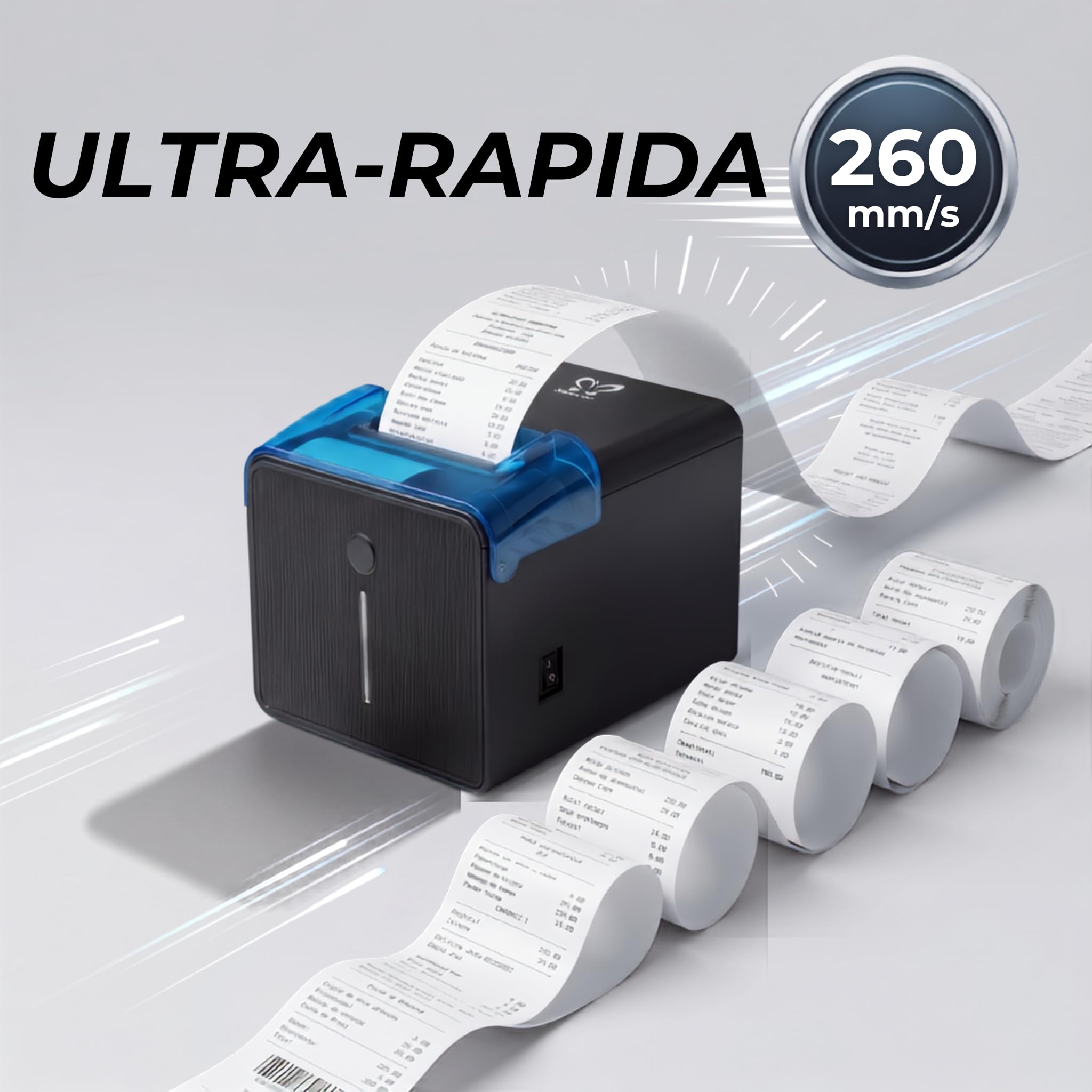 Mercurio 260 Impresora Térmica de Tickets 80mm - Impresora TPV Ultrarrápida 260 mm/s, Conexión WiFi, LAN Ethernet y USB | Térmica Directa para Hostelería, Restaurantes y Comercio