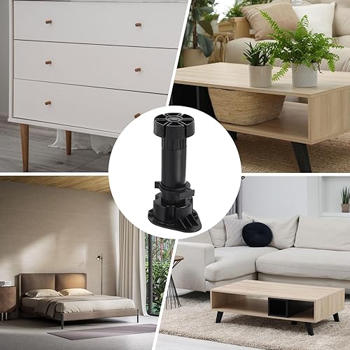 Miniatura 10 de uxcell Patas ajustables, 4 piezas de 1.732 x 5.906 in  Pie nivelador de muebles, patas gruesas y delgadas marco de soporte para cama, sofá, mesa de