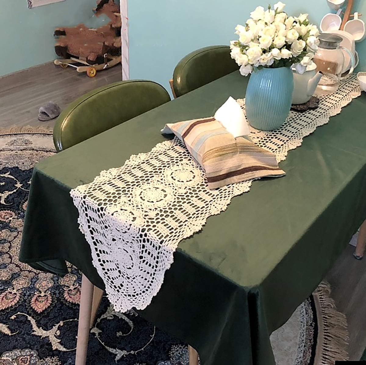 Amazon.com: Hetao 16x27 100% Cotton Handmade Crochet lace Table Runners ...