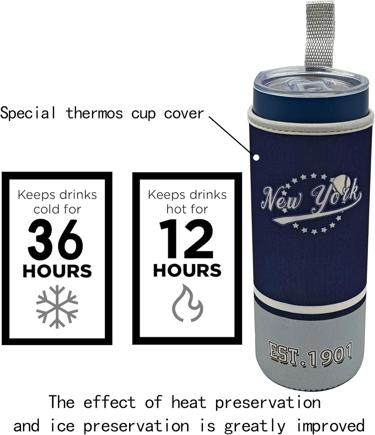 Tumbler 20oz Straight Skinny Car Cups With Insulated Cup Sleeve Portable Handle, Sports Travel Coffee Mug, Stainless Steel, Insulated,Classic Collection Gifts for Fans - Image 5