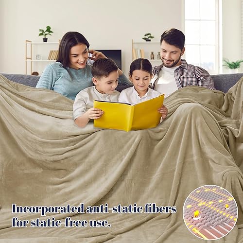 Miniatura 2 de PHF Manta de forro polar extragrande King de 120 x 120 pulgadas, sin desprendimiento, sin pelusas, manta grande y suave de 10 x 10 pies para cama,