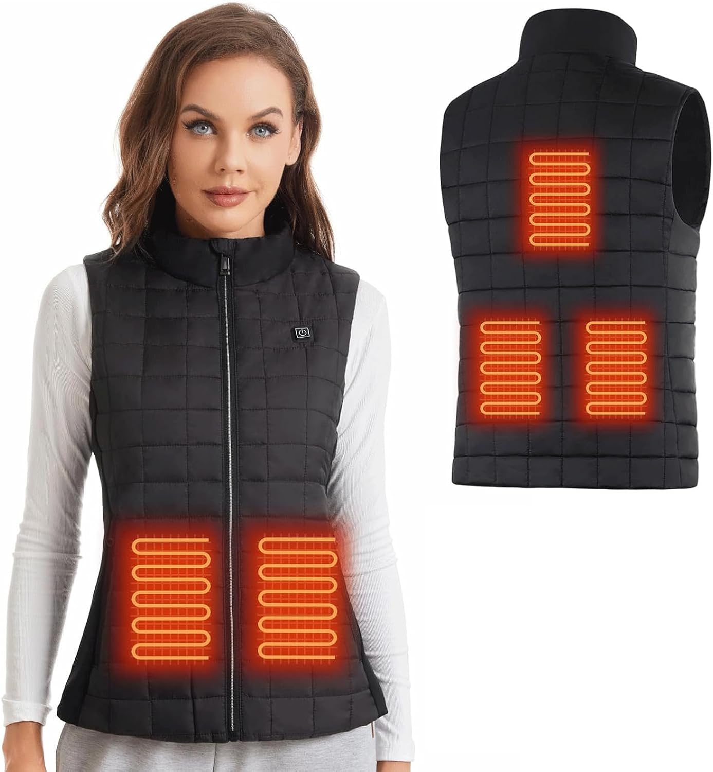esmen Heated Vest, Smart Electric Heated Vest Rechargeable with 3 Heating Levels, 5 Heating Zones Suitable for Going Out in Winter