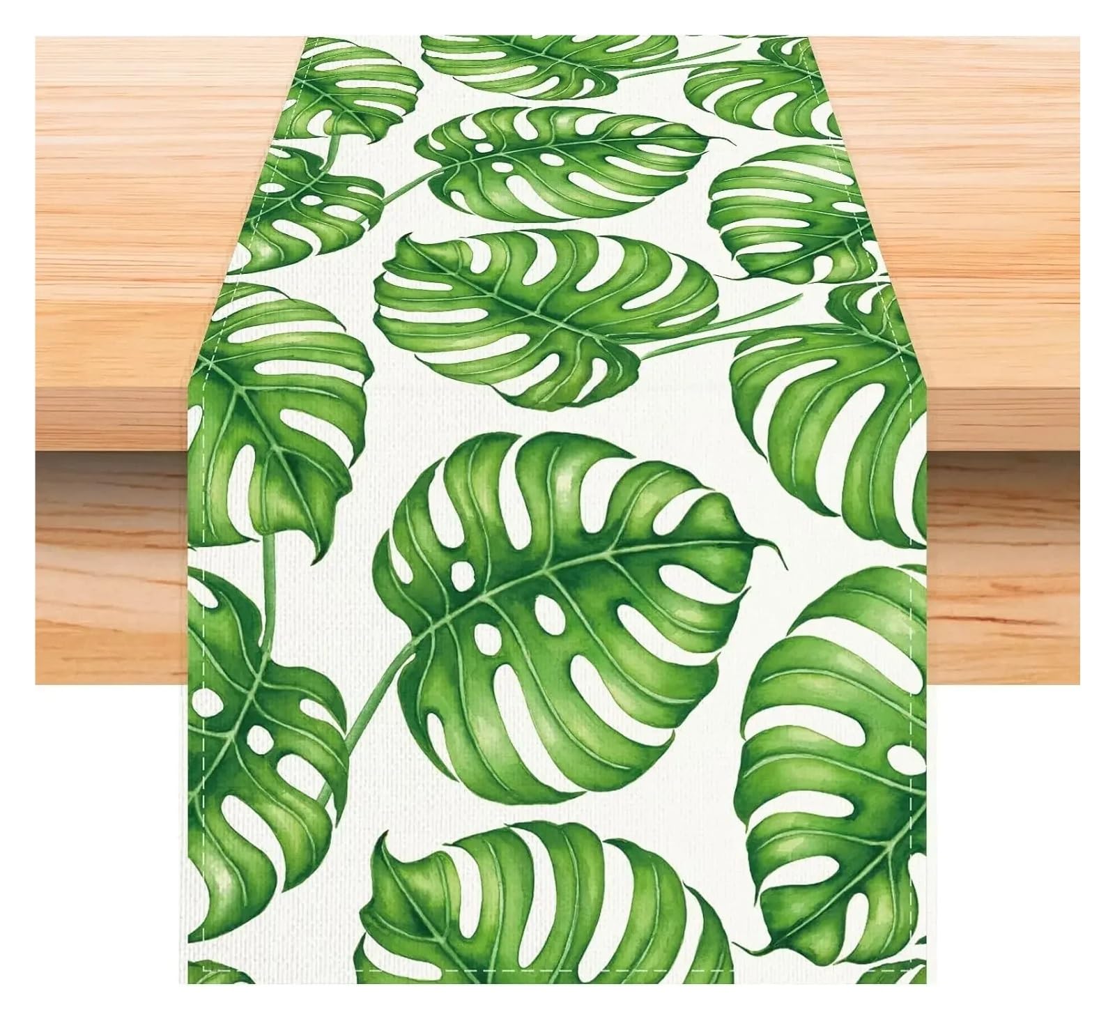 Table Runner Table Runner Summer Palm Leaf Linen Holiday Party Decor Farmhouse Kitchen Dining Runners Wedding Decorations(03,150x33cm 59x13inch)