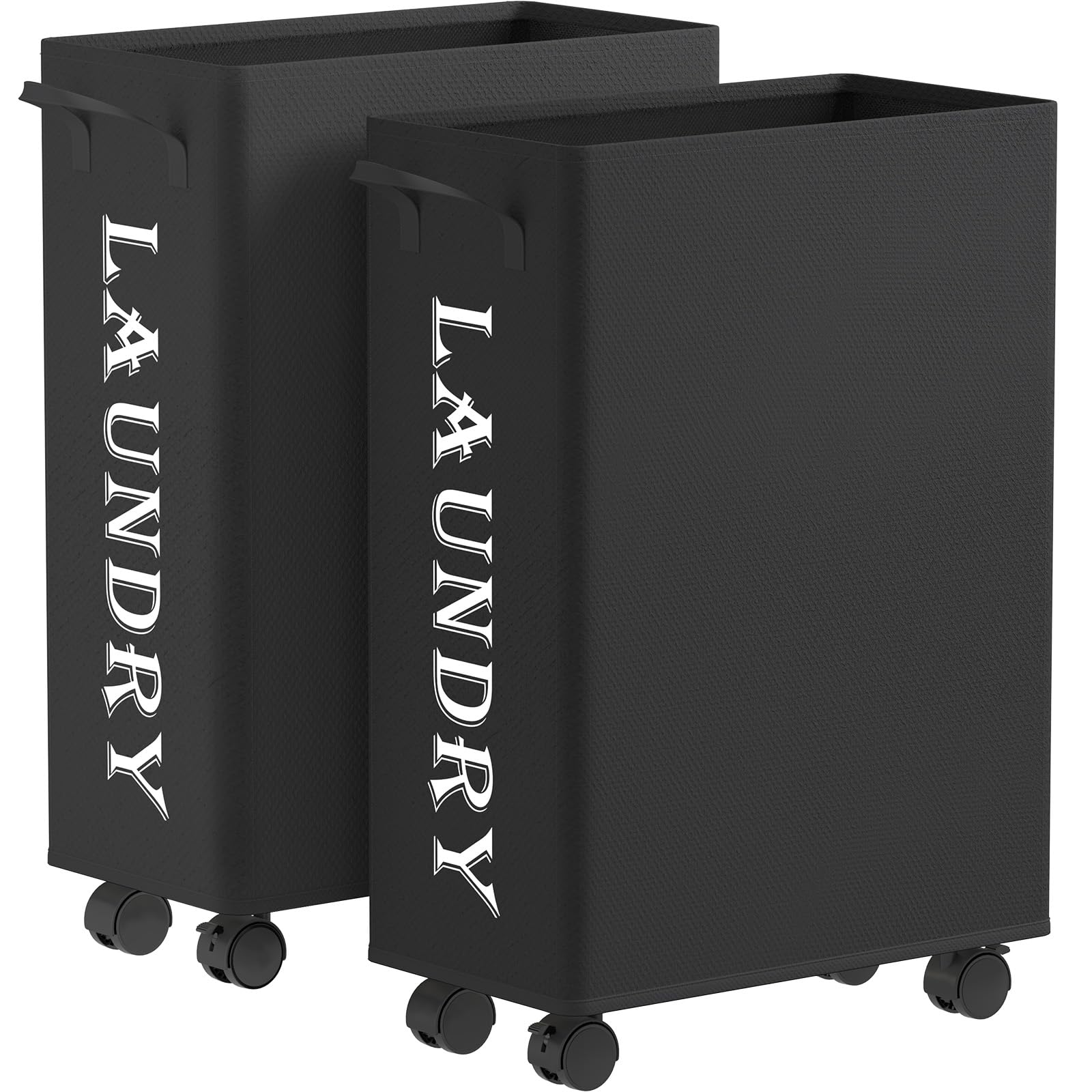 2 Cesti Portabiancheria Pieghevoli Con Ruote - 75L, Bianco - Per Lavanderia, Camera, Bagno - Foto 9