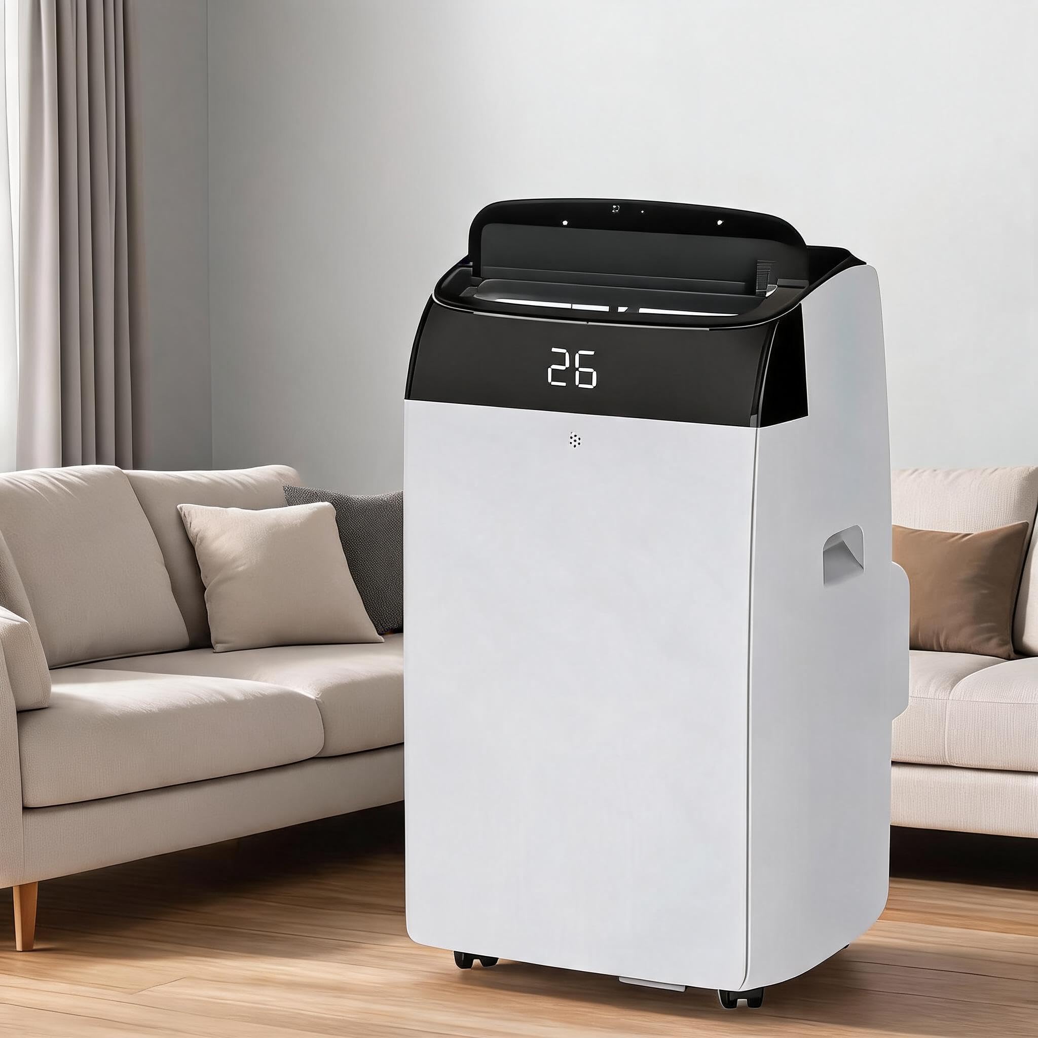 Garvee 5-in-1 Portable Air Conditioner & Heater – 12000 BTU Cooling, Heating, Dehumidification, Ventilation, 2-Speed Fan, Smart Follow, 550 Sq Ft, Ultra-Quiet 48dB, 24H Timer, Remote, Window Seal Kit