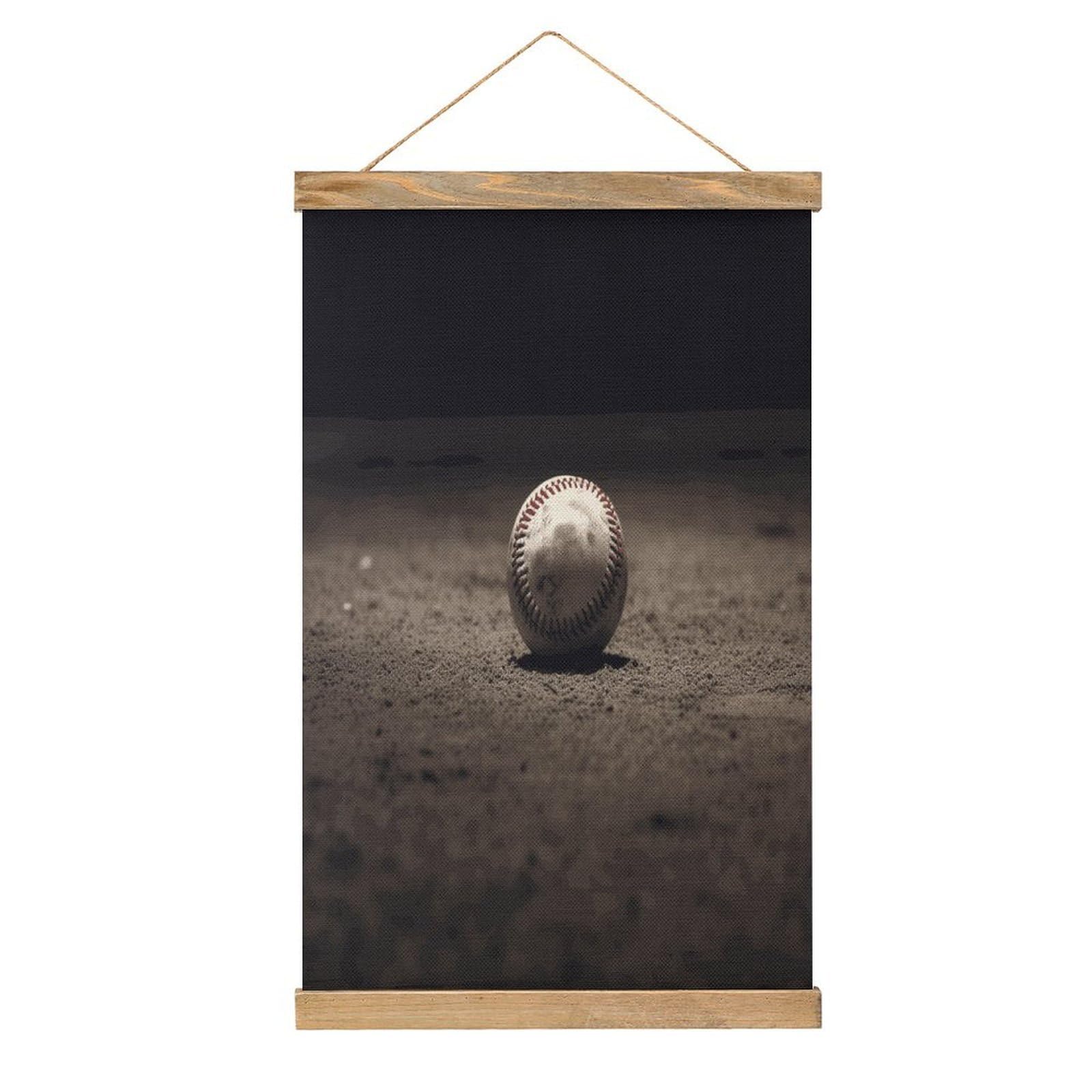 JTREHY Baseball Linen Hanging Painting Vintage Poster Wall Art Prints Personality Style Wall Hanging Poster for Living Room Office Bedroom Decor Frame 13.2 X 20.47 Inch