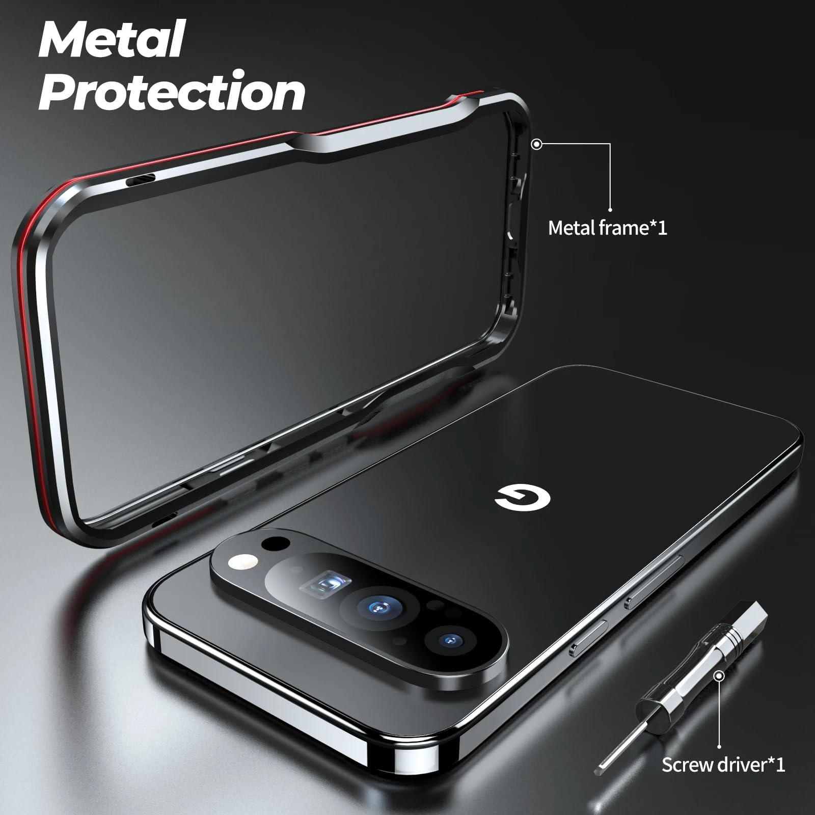 Custodia con cornice in metallo per Google Pixel 11 Pro - Silver