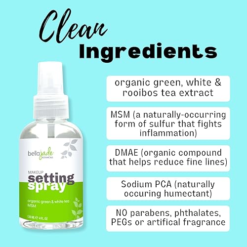 Miniatura 3 de Bella Jade - Spray para fijar la cara para maquillaje de larga duración espray hidratante de acabado Dewey para maquillaje + té verde orgánico y MSM