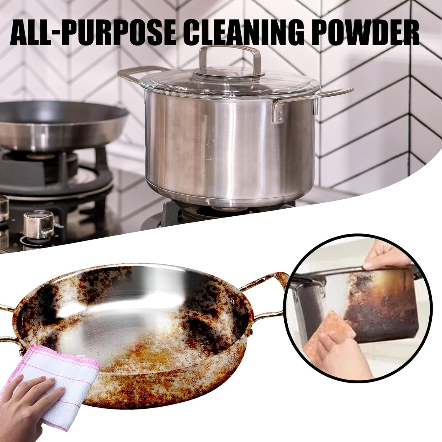 Calyrex Rust Remover | Foam Rust Remover Kitchen All-Purpose Cleaning Powder | Kitchen Instant Cleaning Powder | Kitchen Cleaner, Soak Greasy Dirt, Polish Shiny Surfaces, Cleaning Supplies - (1 Pc) 1