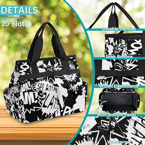 Miniatura 5 de Black White Cartoon Garden Tool Tote Bag for Women Men Gardening Tool Storage Bags with 10 Pockets Standable Garden Home Tool Kits Organizer for