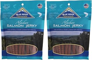 Blue Ridge Naturals 2 Pack of Alaskan Salmon Jerky Wheat-Free Dog Treats, 1 Pound each, Made in the USA