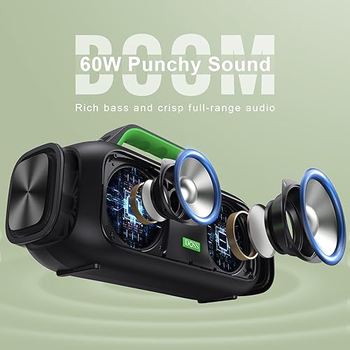 Miniatura 2 de DOSS Extreme Boom - Altavoz Bluetooth para exteriores con sonido potente de 60 W, graves profundos, tiempo de reproducción de 30 horas, USB-C,