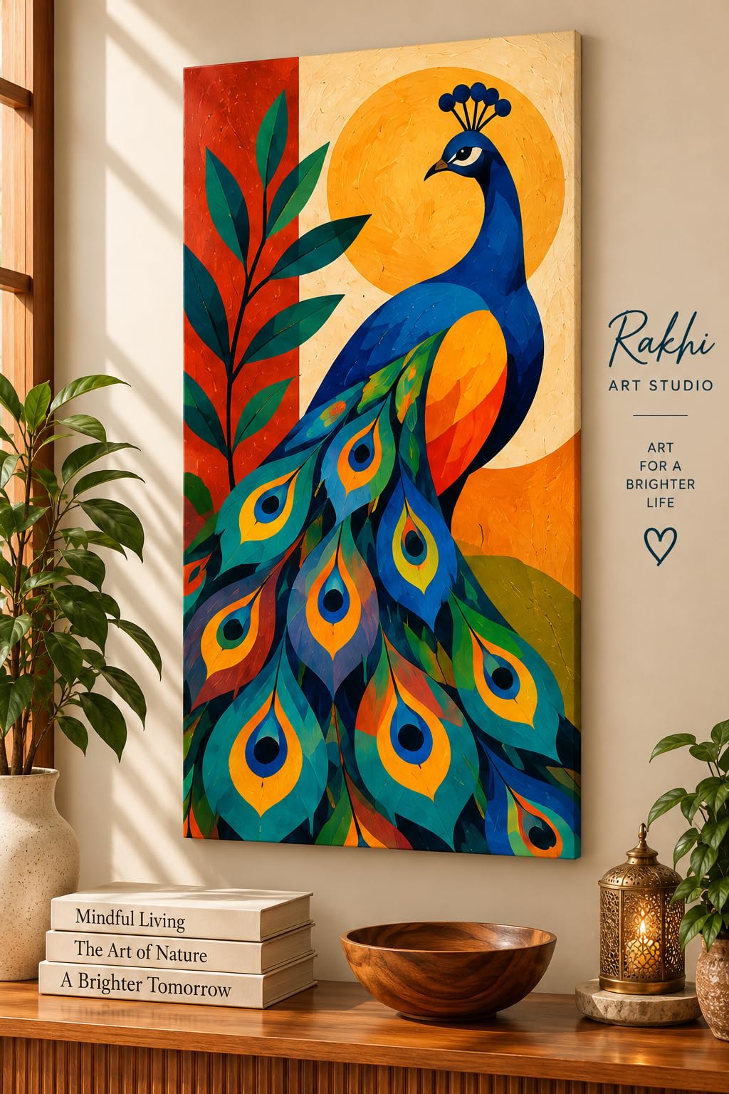 Peacock Acrylic Handmade Painting on Canvas | Hand-painted Original, A4 & A5 Sizes-picture-17