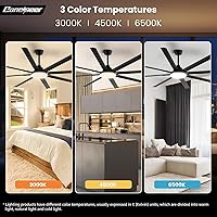 Vista 7 de Ventiladores de techo modernos con luces, ventilador de techo de 84 pulgadas con luz y control remoto, sala de estar, biblioteca, cafetería