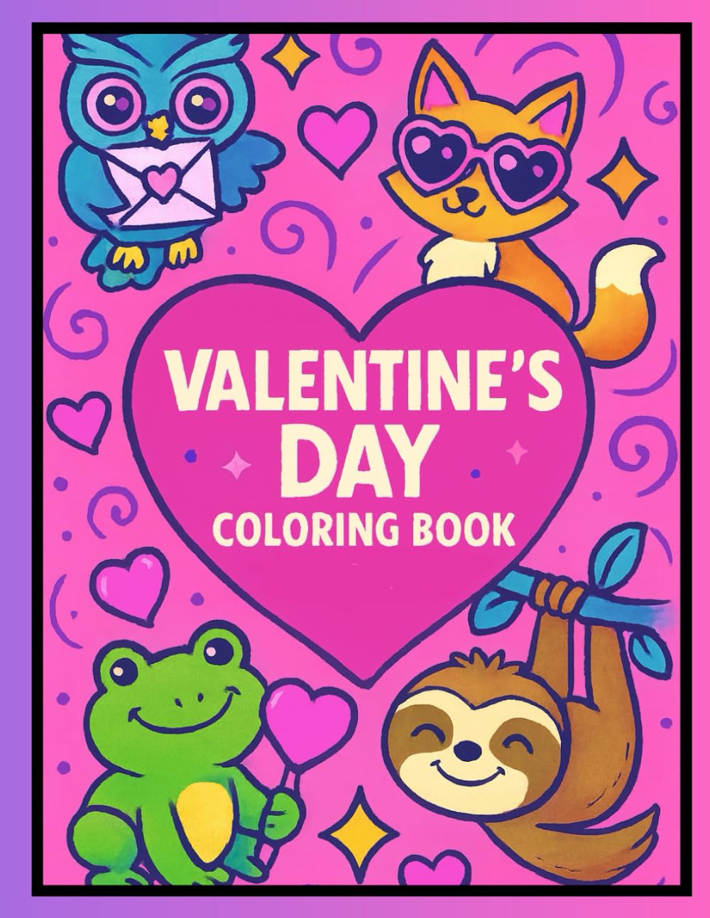Valentine’s Day Coloring Book: Cute Animals, Hearts & Fun Designs