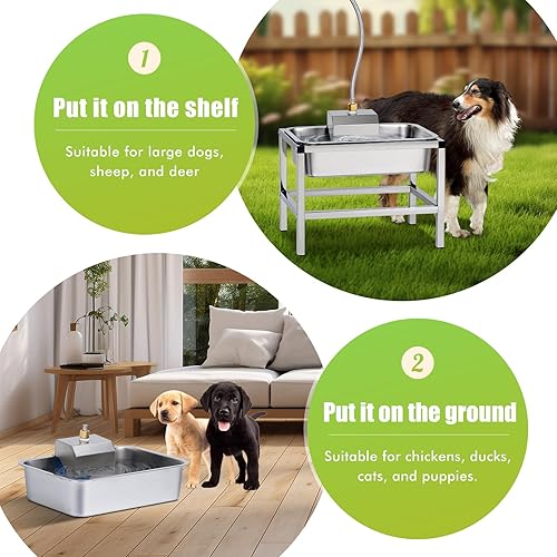 Miniatura 4 de Dispensador automático de agua para perros de 3 galones para razas grandes, cuenco de agua elevado para perros grandes con soporte elevado de acero