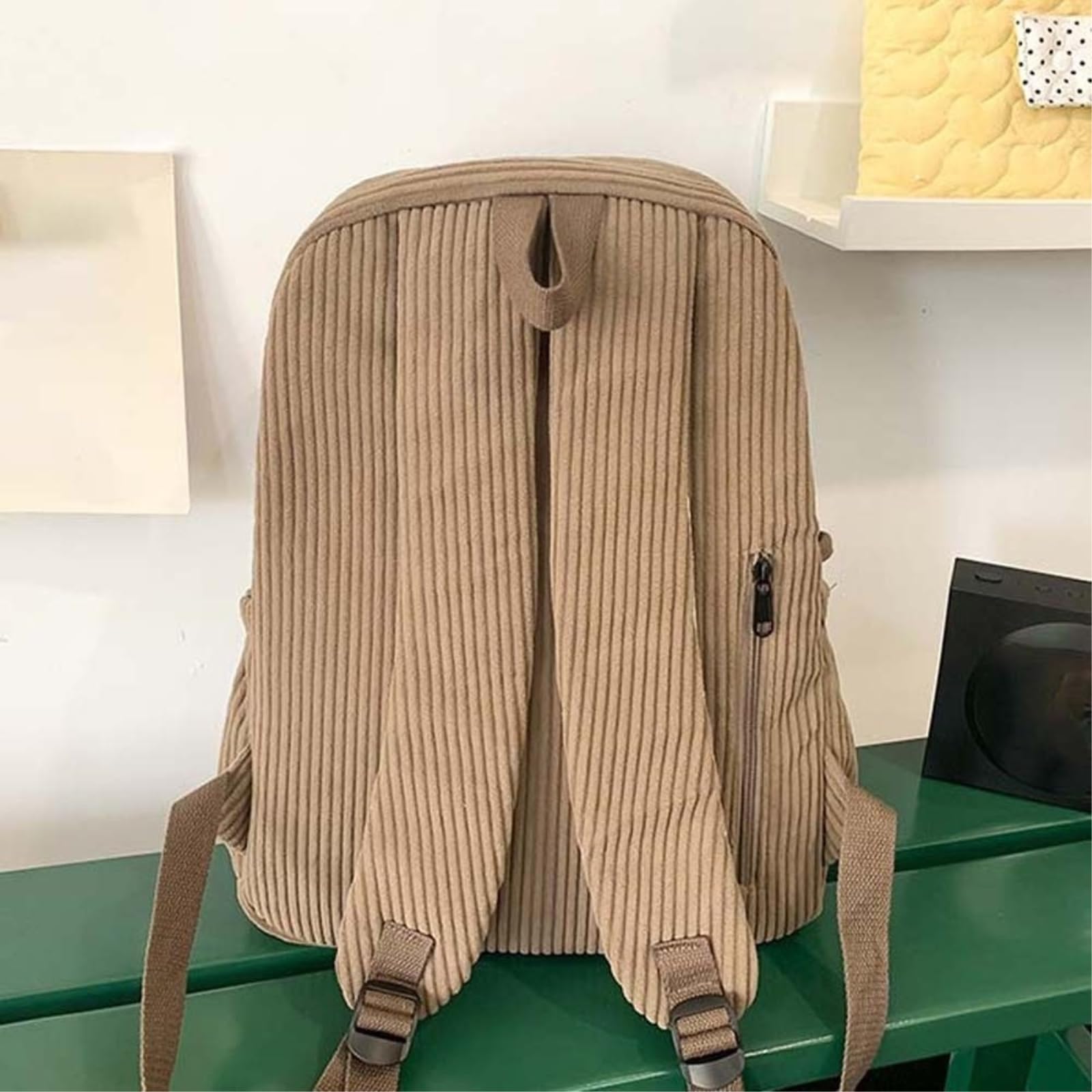 WANGSHUO Bolsa Mochila Casual De Color Sólido Corduroy Ligera Gran Capacidad Elegante para Viajes Escolares Uso Diario Al Aire Libre
