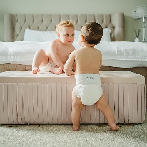 Miniatura 9 de Pura - Pañales ecológicos talla 5 (24-35 libras), sin cloro (TCF), hipoalergénicos, algodón orgánico suave, sostenibles, hasta 12 horas de