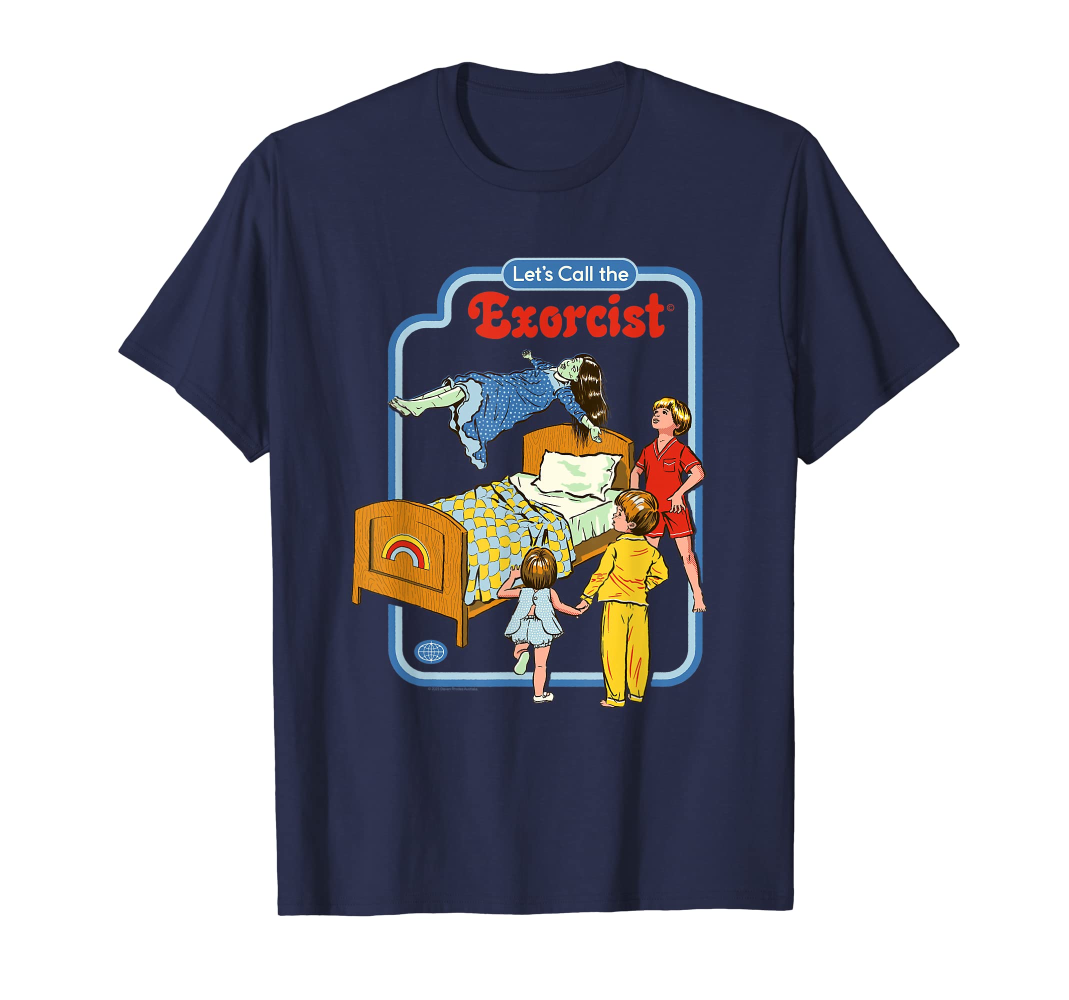 Steven RhodesLet's Call the Exorcist Retro Dark Humor T-ShirtOEKO-TEX STANDARD 100
