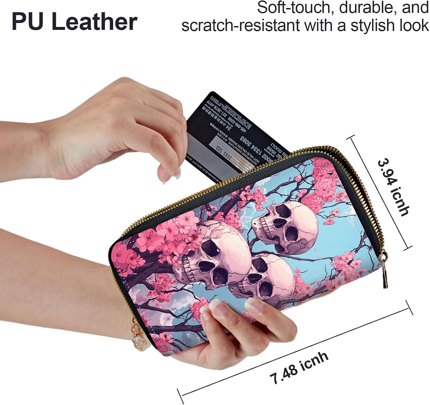 Cute Wallets for Women Girls, Large Capacity PU Leather RFID Blocking Clutch Purse with Wristlet