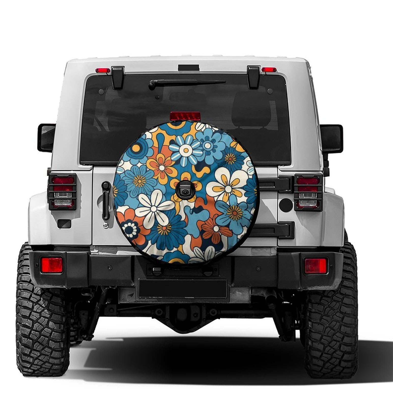 Delerain Floral Hippie Pattern Spare Tire Cover with Backup Camera Hole for RV Trailer SUV Truck and Many Vehicle, Wheel Covers Sun Protector Waterproof (15 Inch for Diameter 27"-29")