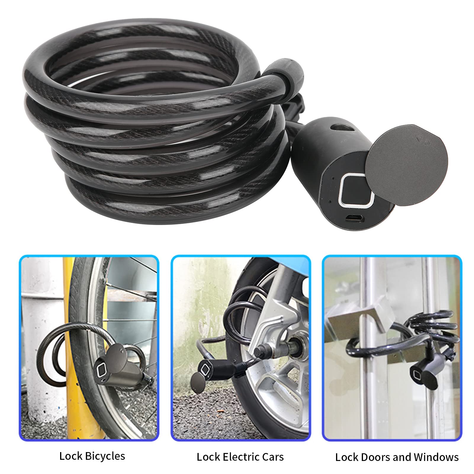 Bloqueo combinado, candado combinado, bloqueo de equipaje, candado de seguridad, bloqueo de Bluetooth, bloqueo de cable USB Carga por motocicleta