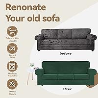 Vista 54 de WEERRW Fundas de terciopelo para sofá de 2 cojines, fundas de sofá de felpa de terciopelo de lujo de alta elasticidad, con parte inferior elástica