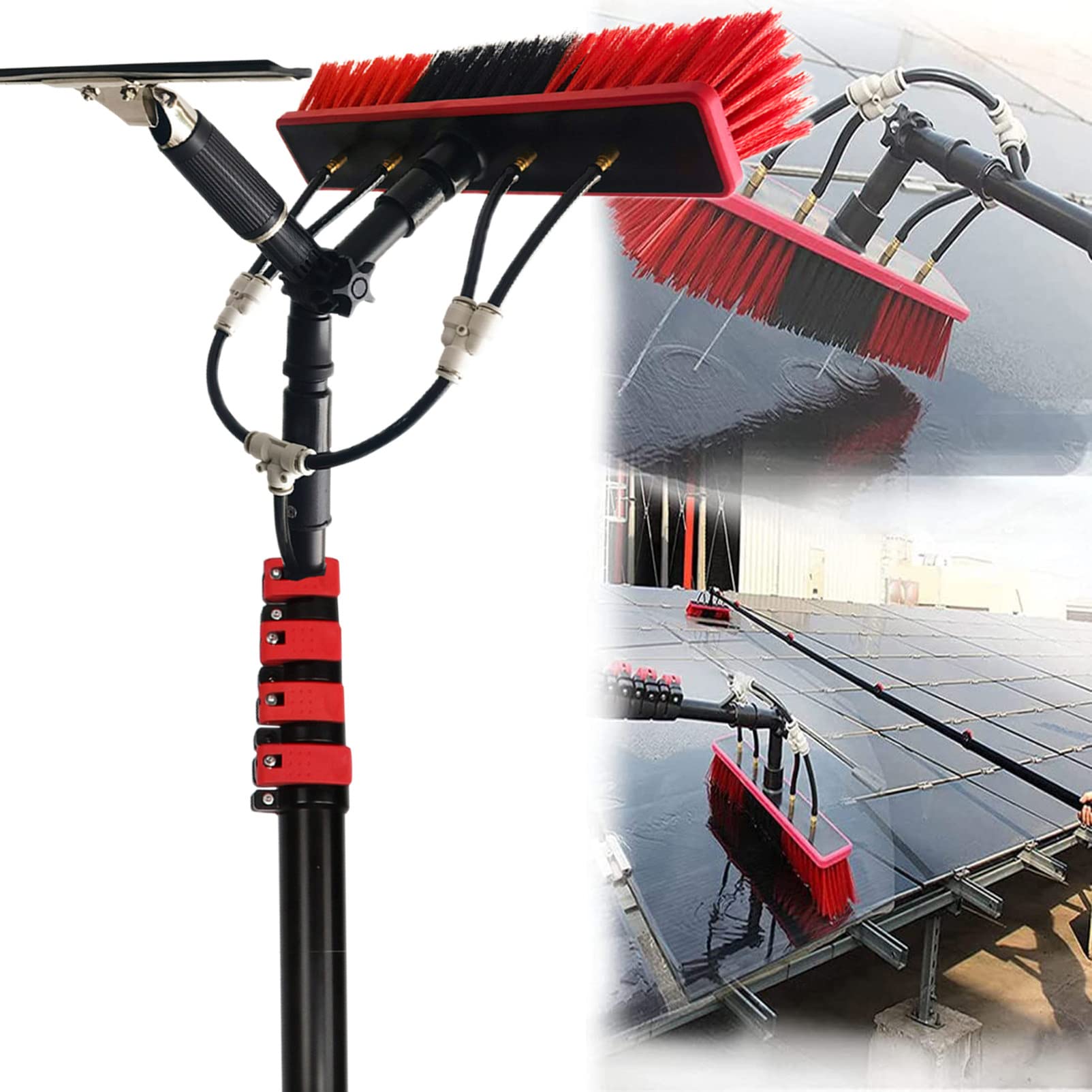 GTHTUHFD Water Fed Pole Kit, Adjustable Window Cleaning Pole - Outdoor Window Glass Solar Panel Spray Washer Washing Equipment,12FT/3.6M