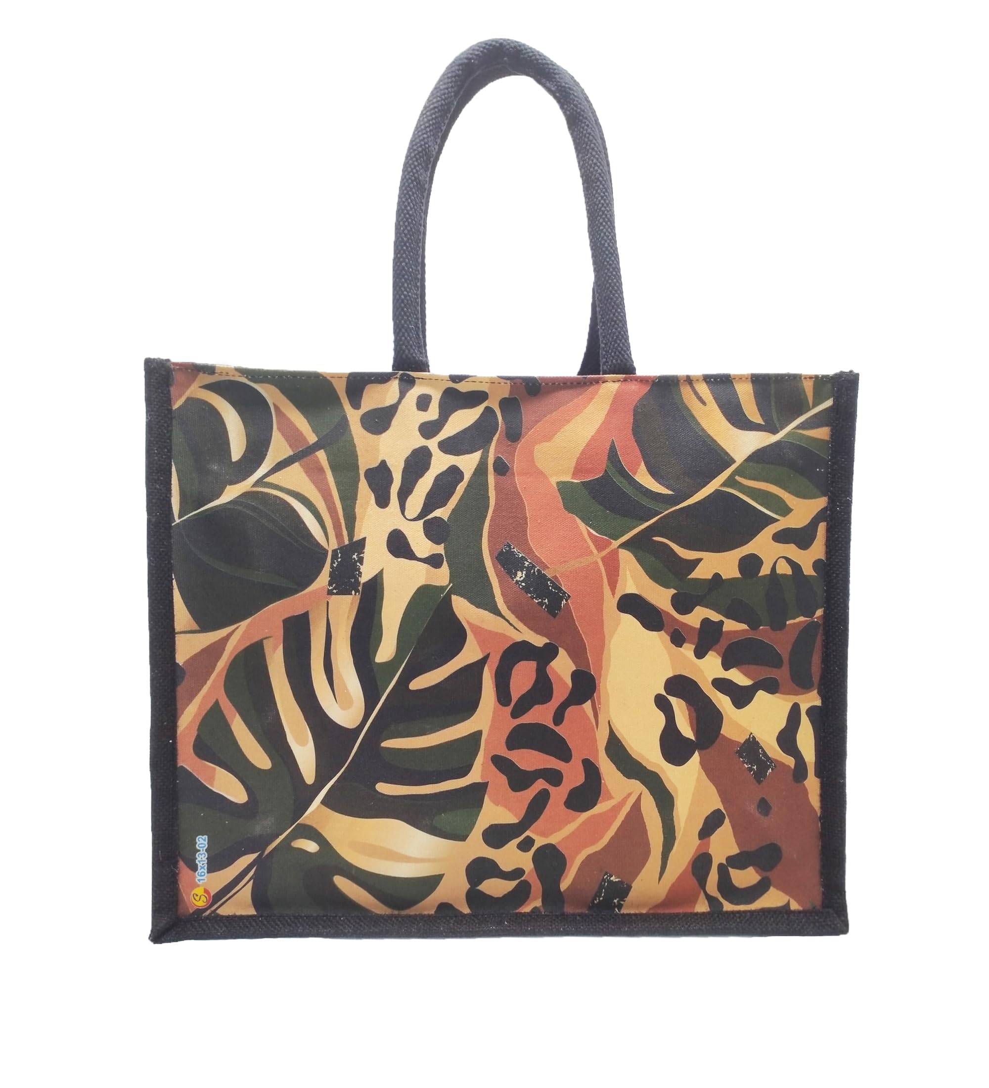 Multicolor Black Jute Bag For Men and Women Lunch Bag with Zip and handel-image-22