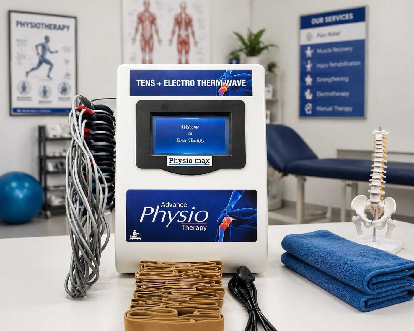 TENS Electro Therm Wave Advanced Physiotherapy Machine with LCD Display Electrode Wires Straps and Power Cable for Home Clinic Use-image-32