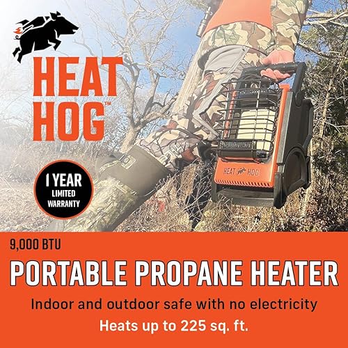 Miniatura 2 de Heat Hog Calentador de espacio radiante de propano portátil de 9,000 BTU, para interiores, exteriores, garaje, camping, deportes al aire libre,