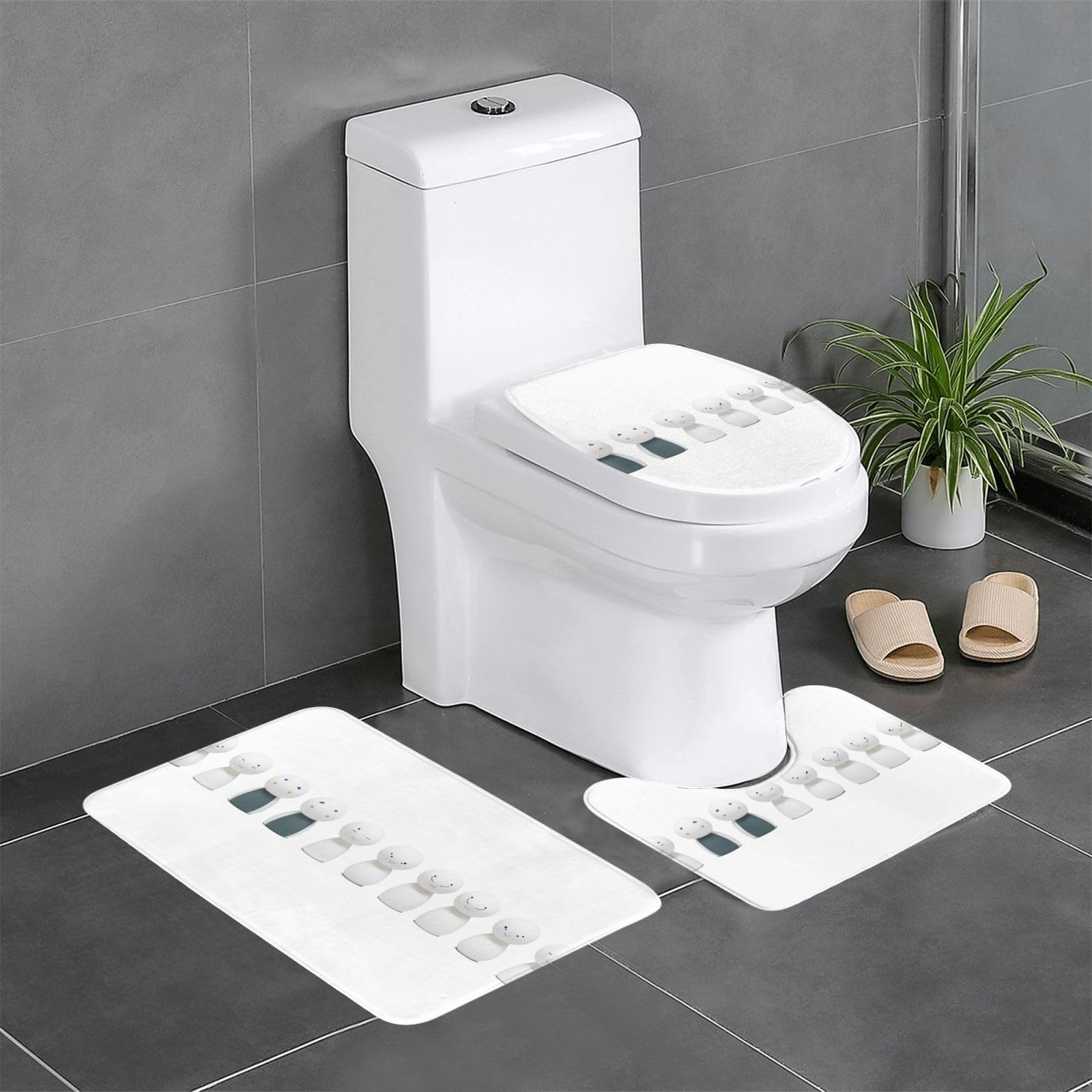 Tapis de salle de bain antidérapants lot de 3 avec figurines imprimées sécurité