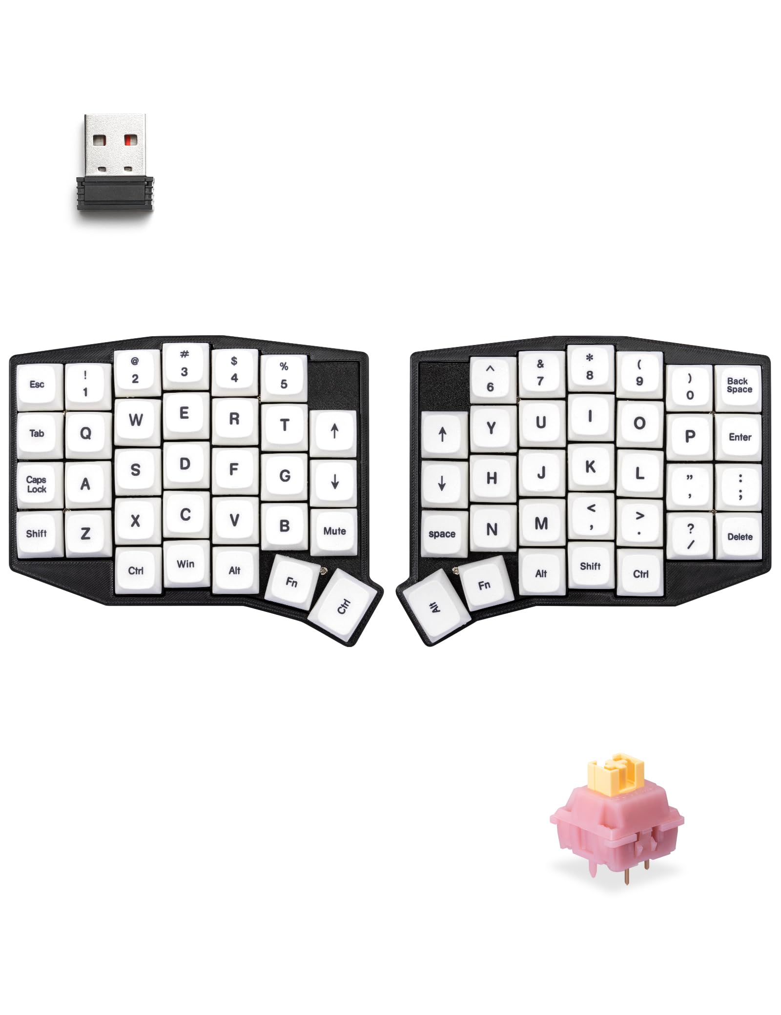 Amazon | YIVU 64キー ワイヤレス 左右分離型メカニカルキーボード 2.4