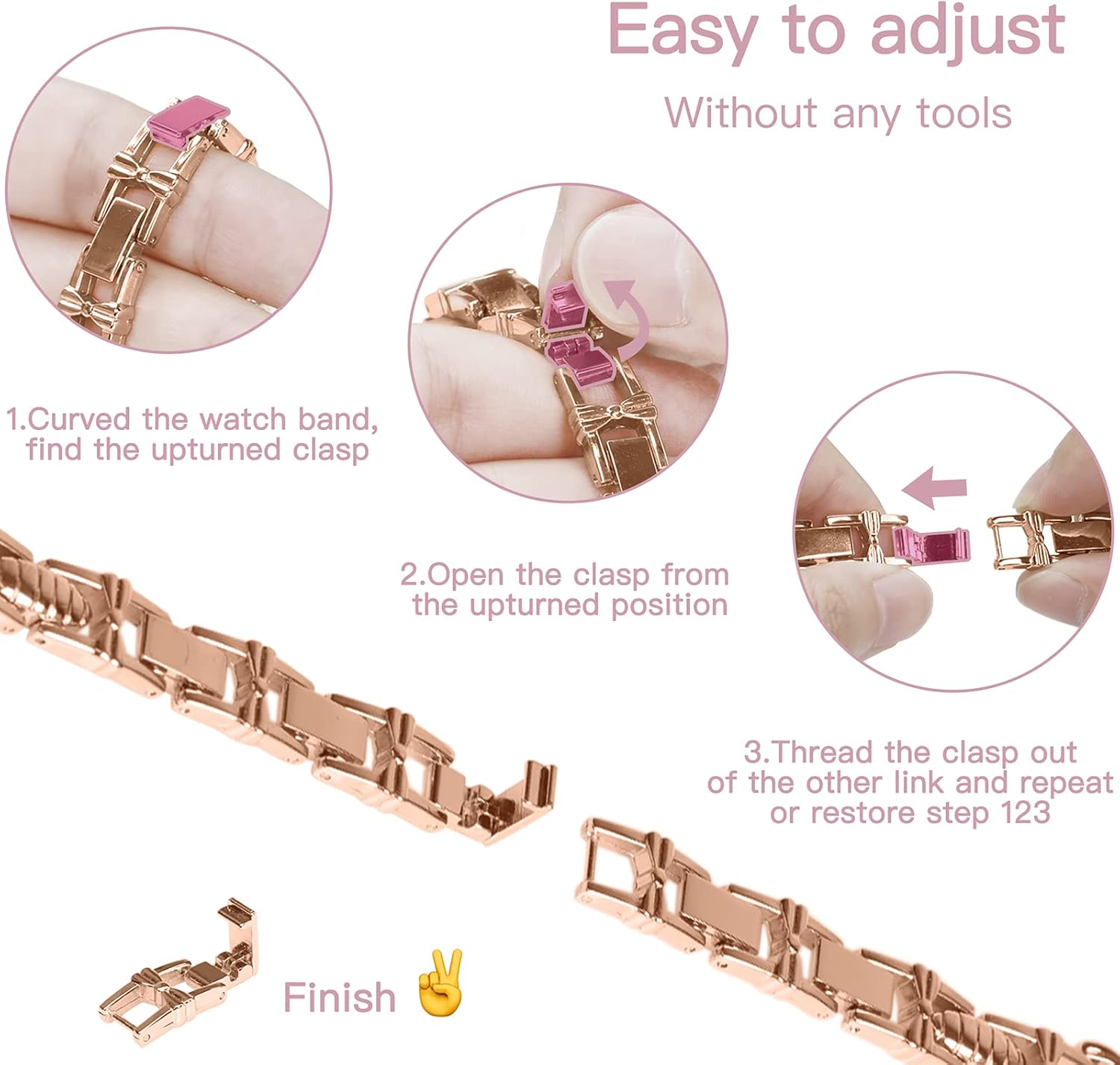 wipalor Butterfly Band for Bling Apple Watch Bands 42mm 41mm 40mm 38mm for Women, Metal Dressy iWatch Bands for Women, Designer Cute Strap for Apple Watch Band Series 11 10 9 SE 8 7 6 5 4 3-Rose Gold - Image 4